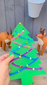 Thready, steady, go! We love this crafty threading game by @mini_messy_kits! Cut out a Christmas tree shape from card, hole punch some holes then have fun threading pipe cleaners through the holes! SAVE VIDEO TO MAKE LATER! #sensorycrafts #christmastree #christmascrafts #craftsupplies | Baker Ross