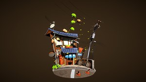 Japanese Street Diorama - 3D model by kephas3d