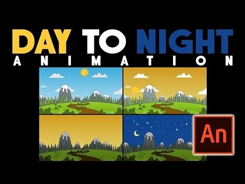 Learn Adobe Animate Tutorial 18 | Sunrise Animation | Sunset Animation | Night Sky in Adobe Animate