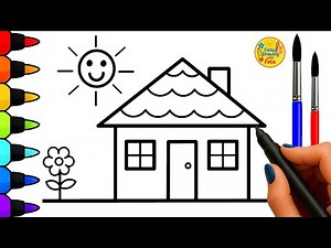 HOW TO DRAW A HOUSE FOR KIDS EASY AND SIMPLE !!