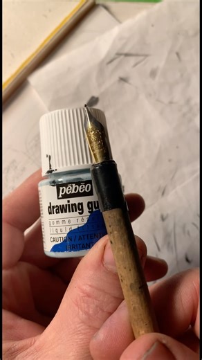 First lettering part 2–applying masking fluid with fountain pen nib