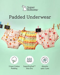 5.6K views · 35 reactions | SuperBottoms Padded Underwear – the simplified solution to potty train your toddlers. Bring home these semi-waterproof, pull-up style potty training pants, with 3 layers of 100% cotton padding. And say bye-bye to pee puddles & slippery floors! Try now at www.superbottoms.com! | Superbottoms | Facebook