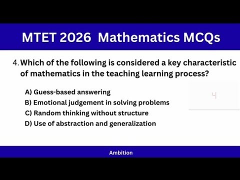 Top 36 MTET Mathematic MCQs -2026 //Paper-1 // must know!!🔥🔥 // part-2