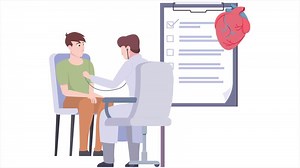 Download Doctor Checking Patient Body with Stethoscope 2D Cartoon Animation for free