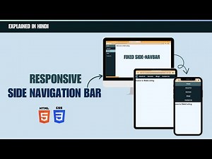 How to Make Responsive Side Navigation Bar Using HTML & CSS | Fixed Navbar | Sidebar Menu |In Hindi