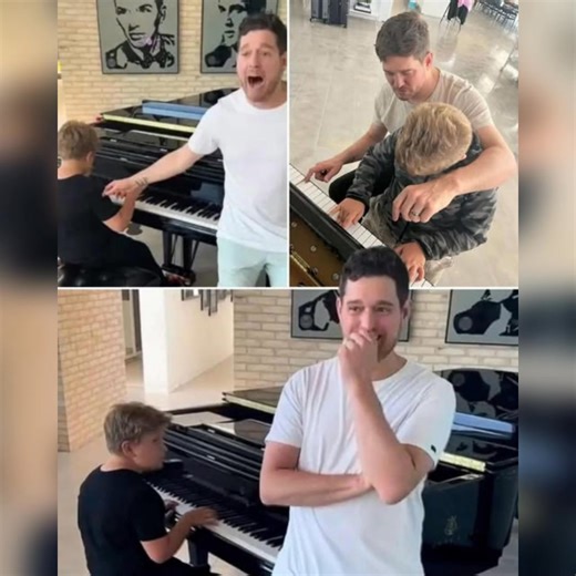 Michael Bublé walked through the door after an exhausting day on tour, and what happened next stopped him in his tracks. His 9-year-old son, Noah, had secretly learning to play ""I’ll Never Not Love You"" on the piano — the song closest to his dad’s heart. Michael was left absolutely speechless as Noah played, fighting to hold back the tears. Fans everywhere were left sobbing over this moment between father and son. It’s pure magic—watch it now! ❤ Watch video👇 https://reels.feji.io/blog/michael