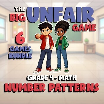 6 BIG UNFAIR Math Games - Number Patterns - Grade 4 No Prep Review Activity