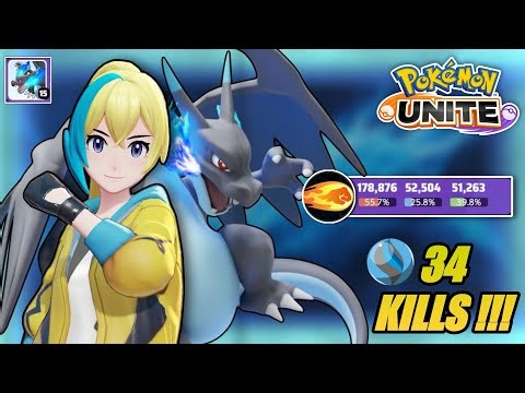 34 KILLS MEGA CHARIZARD X DESTROYING OPPONENTS | POKEMON UNITE