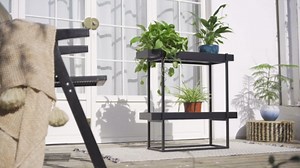 2 Tier Plant Stand Indoor Outdoor - 29 x 9 x 28 Inches Plant Shelf for Home and Office Decor - Narrow Plant Stand for Lawn, Patio, Balcony and Living Room - Heavy Duty Iron - Black