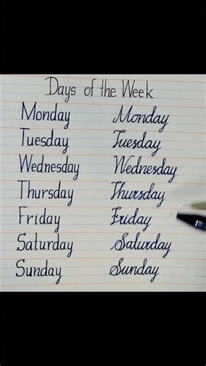 How to write Days of the week in handwriting