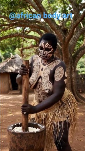 Beautiful African woman pounding, a routine for African women as a cooking process #africanwoman
