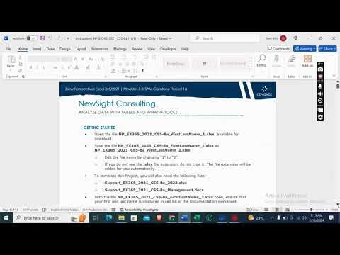 Excel 2019 | Modules 5-8: SAM Capstone Project 1a NewSight Consulting #newperspectives