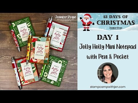 Jolly Holly Mini Notepad with Pen & Pocket