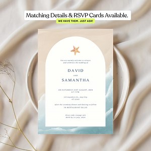 Nautical Seastar Printable Wedding Invite Bundle, Romantic Coastal Beach Wedding Invite, Boho Ocean Wedding Invite Shells Seashells Template - Etsy Australia