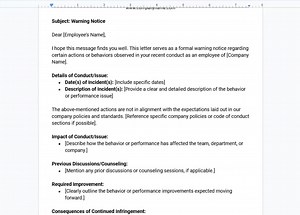 Warning Notice Letter Template, Employee Warning Letter, Disciplinary Notice, Workplace Warning Notice, Employee Conduct Warning Letter - Etsy