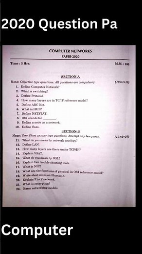 Computer Network Question Paper 2020 || Computer Network