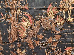 Traditional Javanese Batik Sarong, Indonesian Fabric Hand Drawn Batik Tulis, Chicken Family Black and Sogan - Etsy