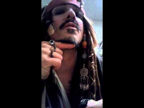 Applying beard braids for Captain Jack