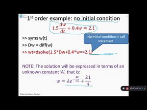 Use of Matlab 1 - solving ODEs: Updated