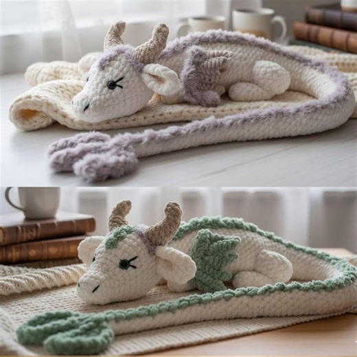 Sleeping Dragon Crochet Pattern Amigurumi, Long Cuddly Dragon Plushie PDF, Easy Chunky Yarn Fantasy Pattern, Large Stuffed Animal Tutorial - Etsy