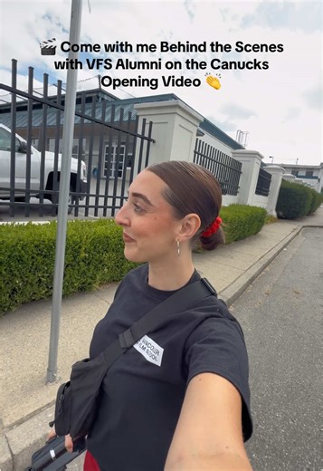 VFS Alumni on set for the Canucks Opening Video 🎬 Always cool to see where our grads go after VFS 🏒✨ #VFS #Canucks