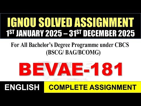 BEVAE 181 Solved Assignment 2024-25 | bevae-181 solved assignment in English | July 2024 to Jan 2025