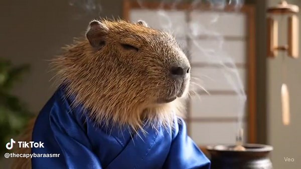 Calm Capybara in a Zen Meditation Dojo
