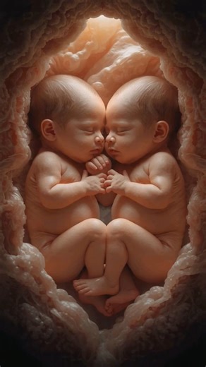 Twin Baby Inside the Womb | 3D Fetal Development, Movement & Natural Bonding #pregnancy #shorts