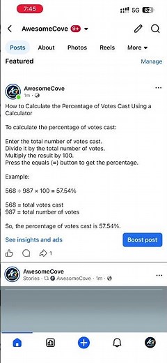 How to Calculate the Percentage of Votes Cast Using a Calculator