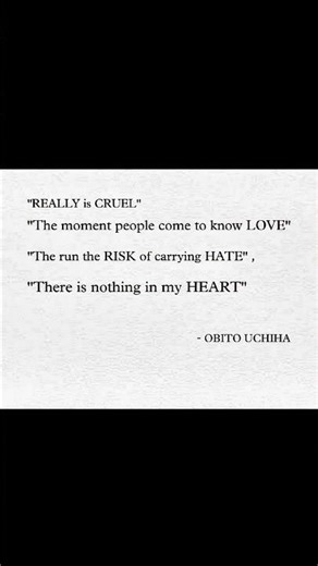 What did Obito say about love?