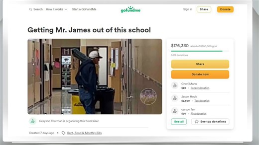 Mr. James, an 80-year-old janitor, had to return to work at a Texas high school after his rent was raised — that's when three students stepped in to help. Originally, they wanted to raise $35,000 — but their campaign has surpassed $175,000 in just one week. | CBS Mornings