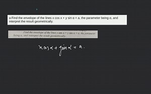 a Find the envelope of the lines x cos x   y sin α = a, the par... | Filo