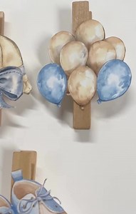 Baby Shower Clothespin Clips: Blue & Beige Party Decorations, Boy Theme - Etsy