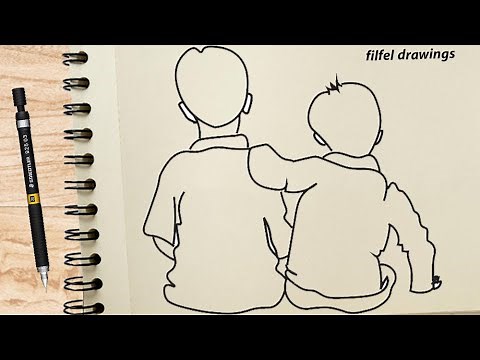 easy drawing | drawing boy | how to draw two boy best friend | Best Friends | filfel drawings 💖