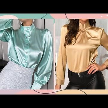Plain satin designer blouse ideas || Satin blouses and tops design and How to style satin blouses