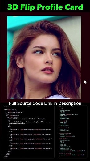 3D Flip Profile Card Hover Animation | HTML CSS | Free Source Code #shorts