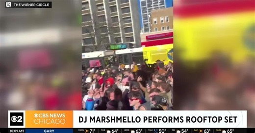 DJ Marshmello performs surprise rooftop concert at Chicago's Wiener's Circle