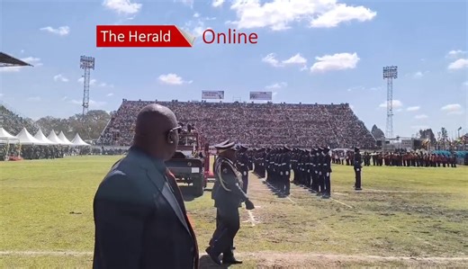 The Commander In Chief of the Zimbabwe Defence Forces President Mnangagwa inspects the parade at Rufaro Stadium #DefenceForcesDay 📹: Wilson Kakurira | The Herald-Zimbabwe