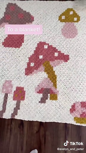 Completed C2C Crochet Mushroom Blanket | Crochet Pattern Tutorial