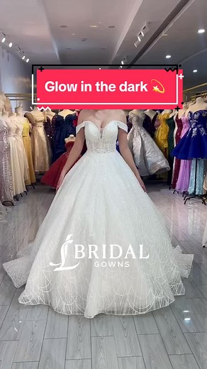 Glow in the Dark Wedding Gown with Removable Sleeves - JL Bridal Gowns