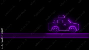 Neon Taxi Icon on Platform – Illuminated Cab Symbol for Urban Transport and Navigation Displays