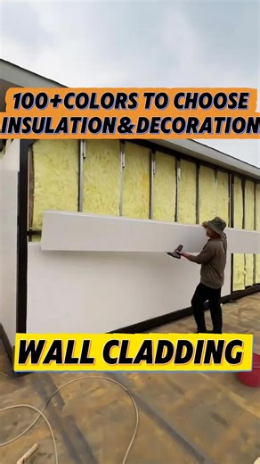 Save labor with our lightweight siding. 16mm x 383mm panels. Manufacturer direct sales with customizable lengths for your job site. #wallpanel #buildingmaterials #siding #constructor #factory #wholesale #wallpanelling #sandwichpanel #wallcladding #wallboard #homedecor #remodeling #insulation #insulated #revestimento #distributor #innovation #homeremodel #containerhome #prefabhouse #fireproof #constructionmaterials #homeproject #metalwalldecor #exteriordesign #wall #building #waterproof #weatherp