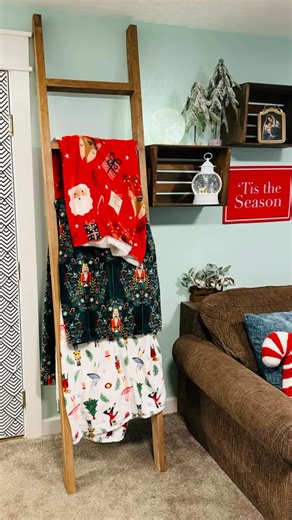 Az DIY on Instagram: "Build a blanket ladder for only 15.00 in 2 hours! 🌲 Perfect gift for Christmas if you’re looking to do your first ever build or just want something quick and homemade! #diychristmas #homemadechristmasgifts #diy #blanketladder"