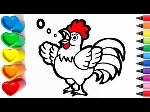🐓🔥 Drawing and Coloring a Strong Rooster | Easy Step By Step Tutorial for Beginners #52