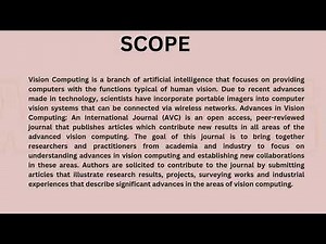 Advances in Vision Computing: An International Journal (AVC)