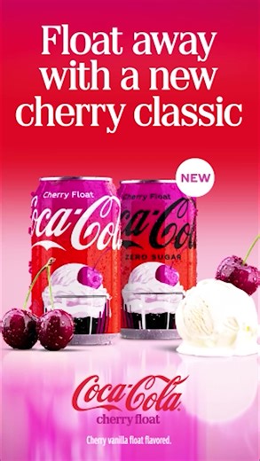 Discover a cherry vanilla flavor you’ll savor. Try the new, limited-edition Coca-Cola Cherry Float today! Available in 20oz bottles and 12oz can 12pks. | Coca-Cola Beverages Northeast