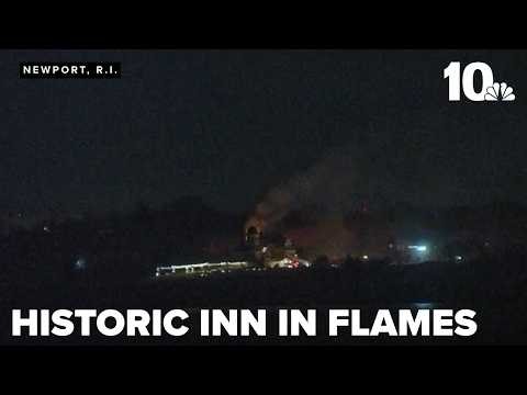Flames seen rising from Castle Hill Inn in Newport