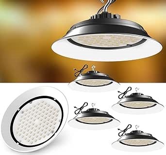 Lightdot LED High Bay Light with Relfector(Beam Angle:120˚) 250W (344x1W) 37500LM (Strong Brightness) High Bay LED Shop Lights, AC100-277V UFO Lights with Plug- 4Pack 5Yrs Warranty