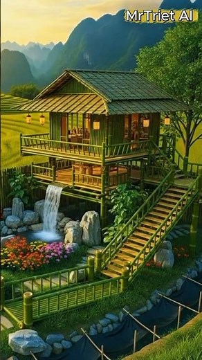 Building Bamboo Houses: Build Beautiful Bamboo Stilt Houses | Modern House #Shorts