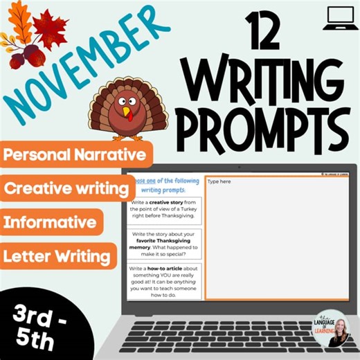 Fun Thanksgiving Writing Activity! Writing Choice Board Paragraph of the Week